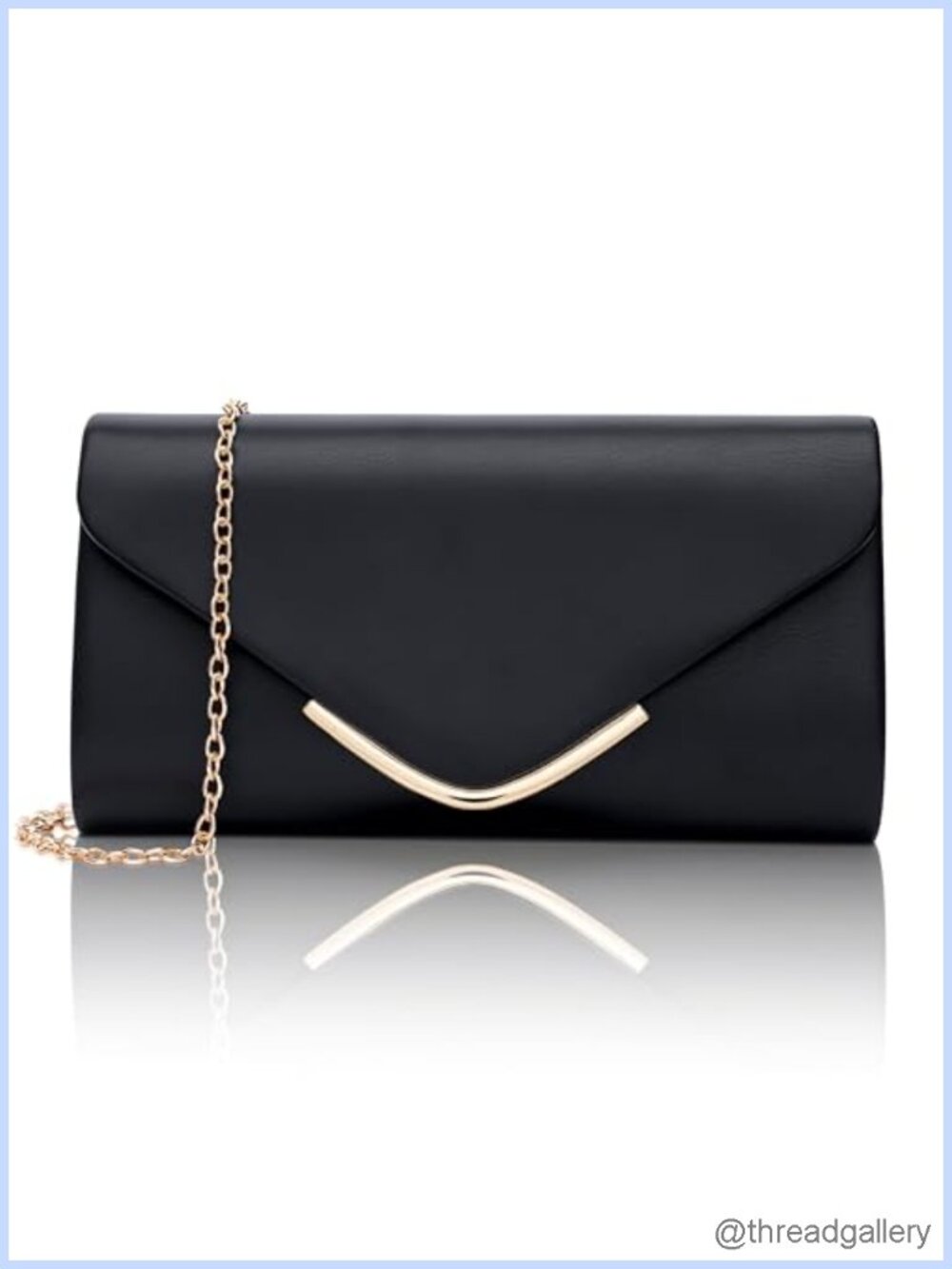 Vegan Leather Envelope Clutch Purse with Detachable Chain for Evening Formal